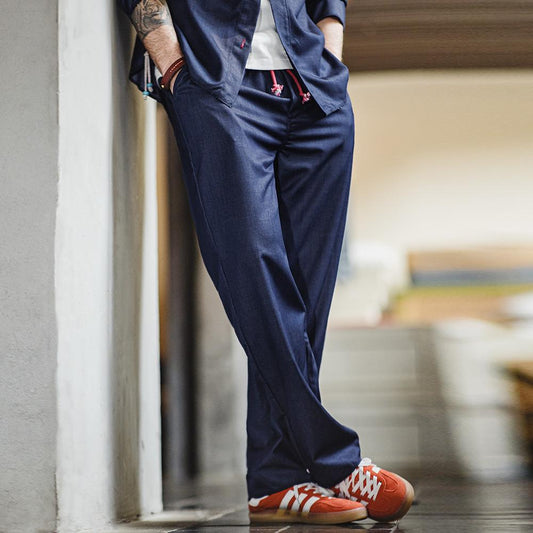 MADEN Retro Tencel-Feel Locker geschnittene Straight Jeans