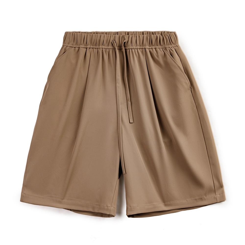 MADEN Casual Shorts Easypants No-ironing Loose-fit Straight Short Pants Drape Solid Color with Drawstring Summer New