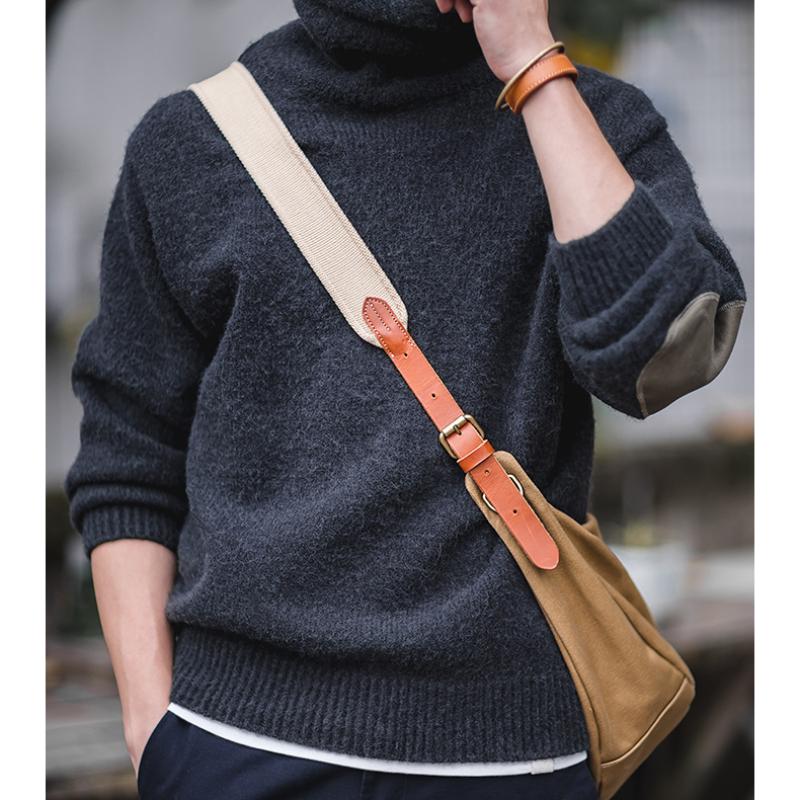 MADEN Mohair Turtleneck Sweater – Vintage Soft Knitted with Elbow Patch