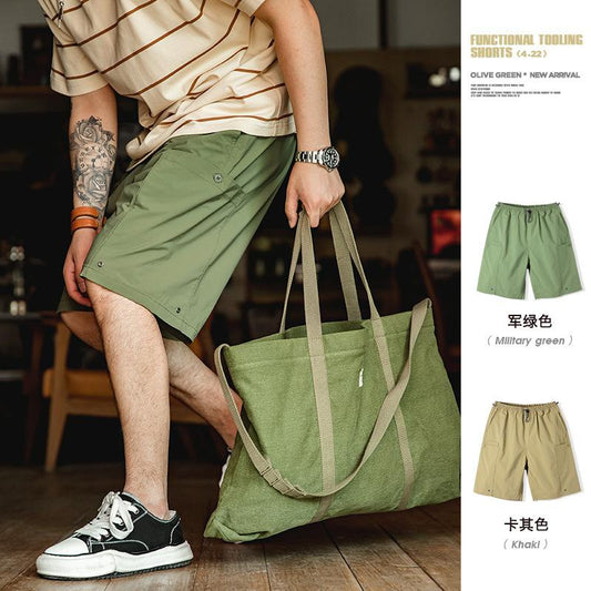 MADEN Herren Cargo-Shorts aus schwerem, schnelltrocknendem Baumwollstoff mit sechs Taschen