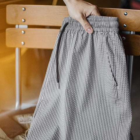 Short décontracté en seersucker pour homme MADEN | Coupe ample, respirant, longueur mi-longue, style rétro #ÉtéRespirant 