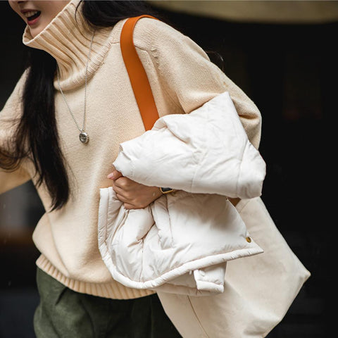 마덴 여성 하이넥 스웨터 가을 겨울 두꺼운 따뜻한 니트 의류 밀 이삭 질감 스웨터 베이지색 풀오버 상의