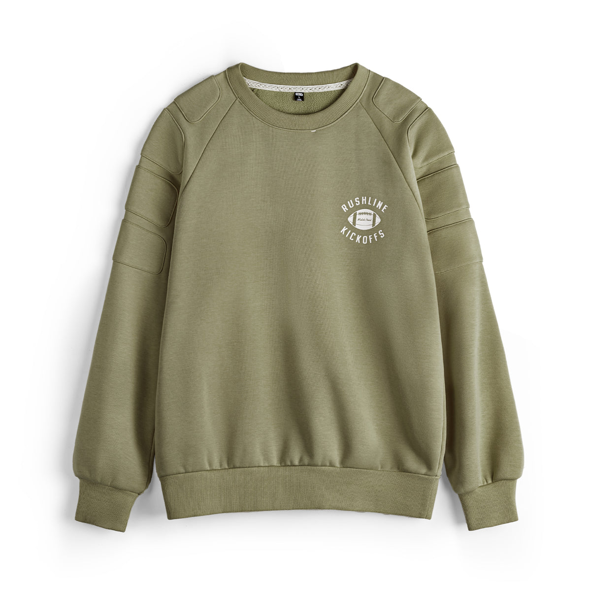 MADEN Fleecegefüttertes olivgrünes Sweatshirt mit Rundhalsausschnitt