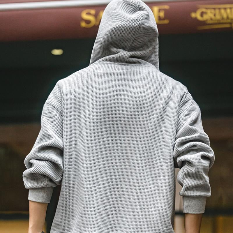 MADEN Schwerer Waffelstrick Kapuzenpullover Sweatshirt