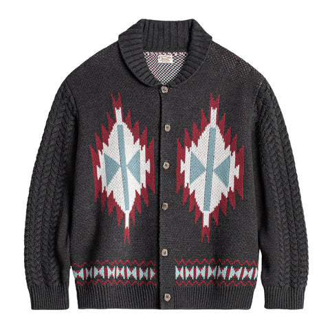 MADEN Vintage Indigenous Shawl Collar Cardigan