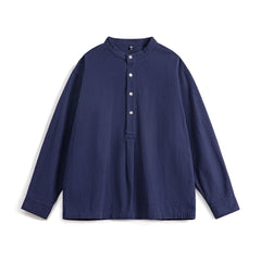 MADEN Marineblaues Popover-Hemd aus Baumwolle