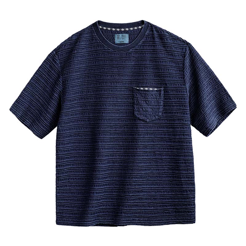 MADEN Men's Wave Pattern Jacquard Knitted T-Shirt