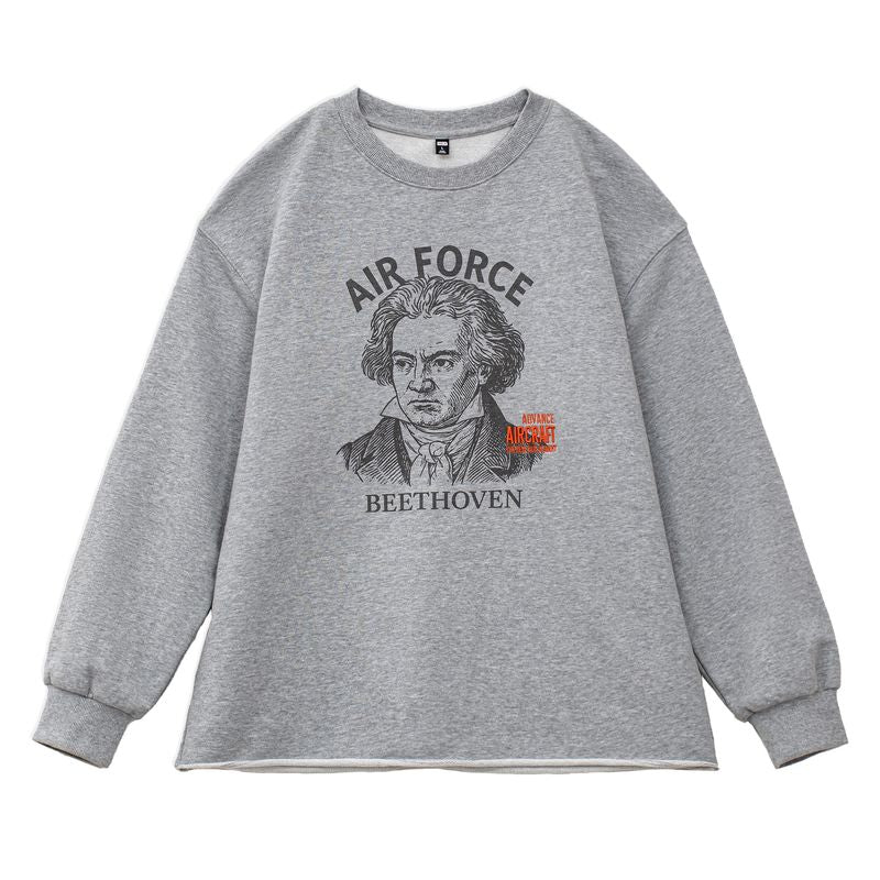 MADEN Rolled Hem Printed Sweatshirt- Cotton 100%