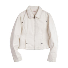 MADEN White Waist-Cinching Lapel Workwear Jacket