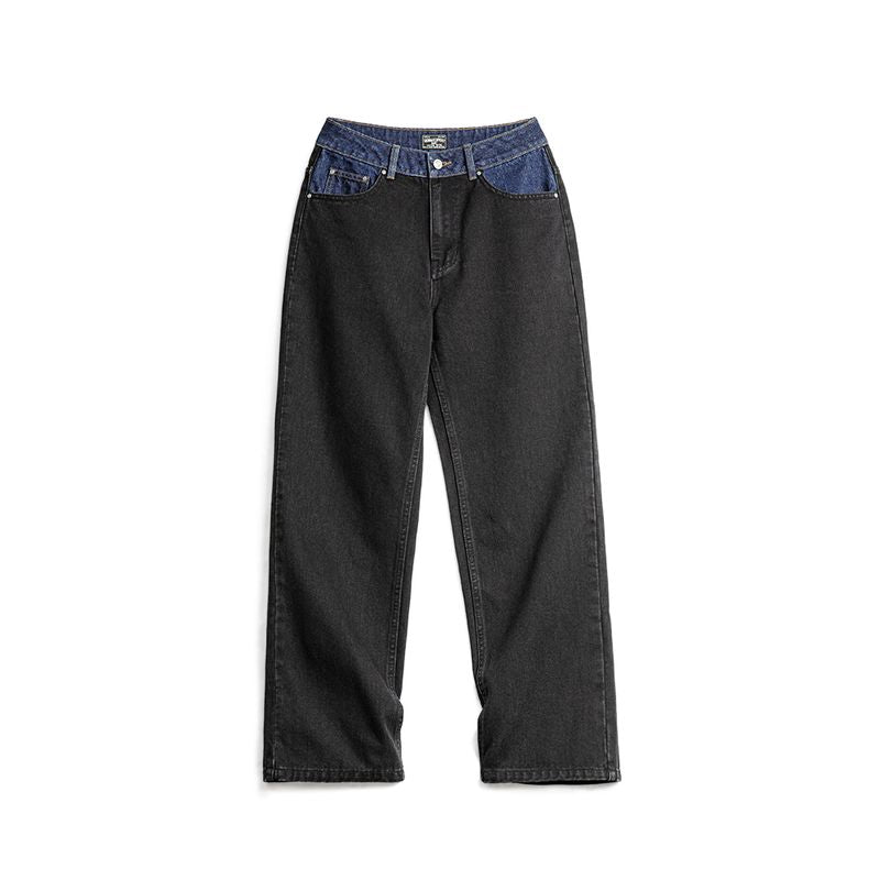 MADEN Color-Blocked High-Waist Flared Denim Jeans