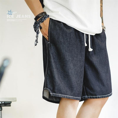 MADEN Denim Casual Ice Feeling Shorts Cool in Summer Loose-fit Straight Half Pants Summer