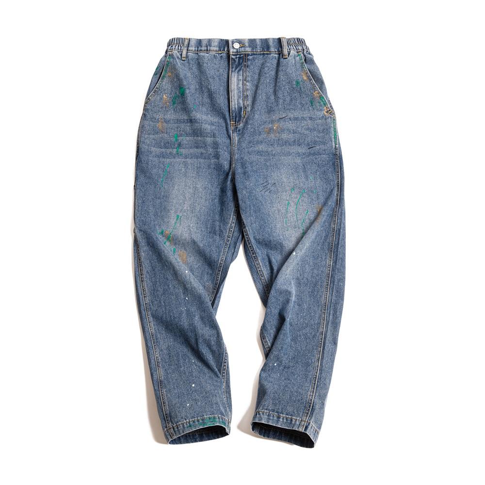 Jeans rectos de mezclilla lavados con efecto salpicado MADEN
