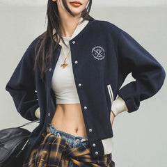 MADEN 남성용 빈티지 컬러블록 헤비웨이트 코튼 베이스볼 재킷