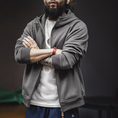 MADEN Grauer Kapuzenpullover – Polar Fleece