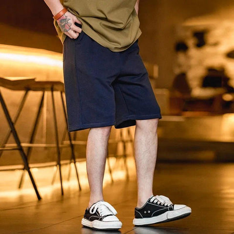 MADEN Men's Shorts Summer Short Pants For Man American Retro Threaded Knit Shorts Straight Srawstring Athletic Sweatpants