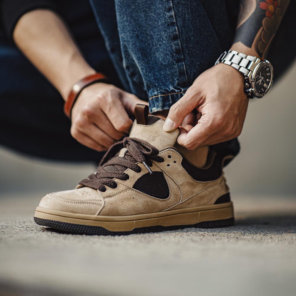 MADEN Retro Skateboardschuhe mit klobiger Wildledersohle