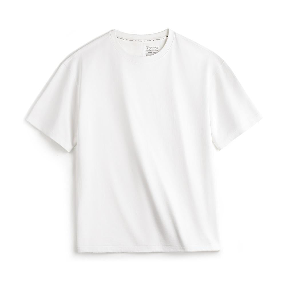 Camiseta de algodón pesado de ajuste relajado y cuello redondo MADEN