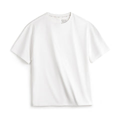 Camiseta de algodón pesado de ajuste relajado y cuello redondo MADEN