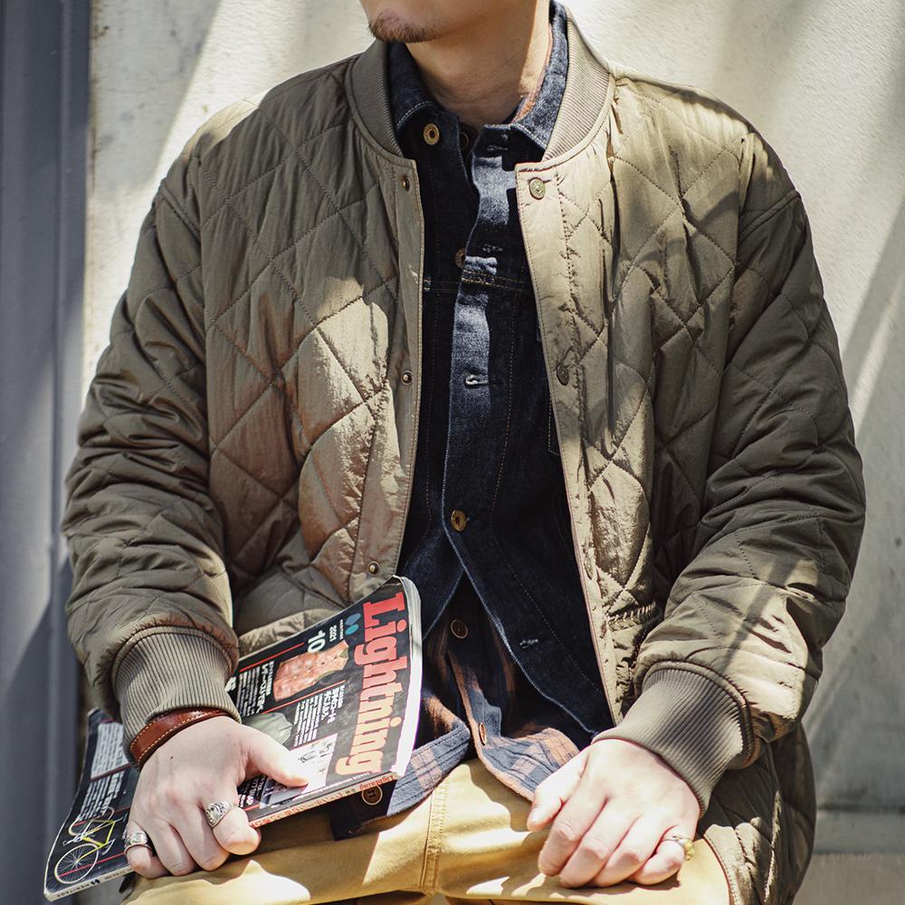 Chaqueta varsity acolchada de algodón de peso pesado para hombre MADEN