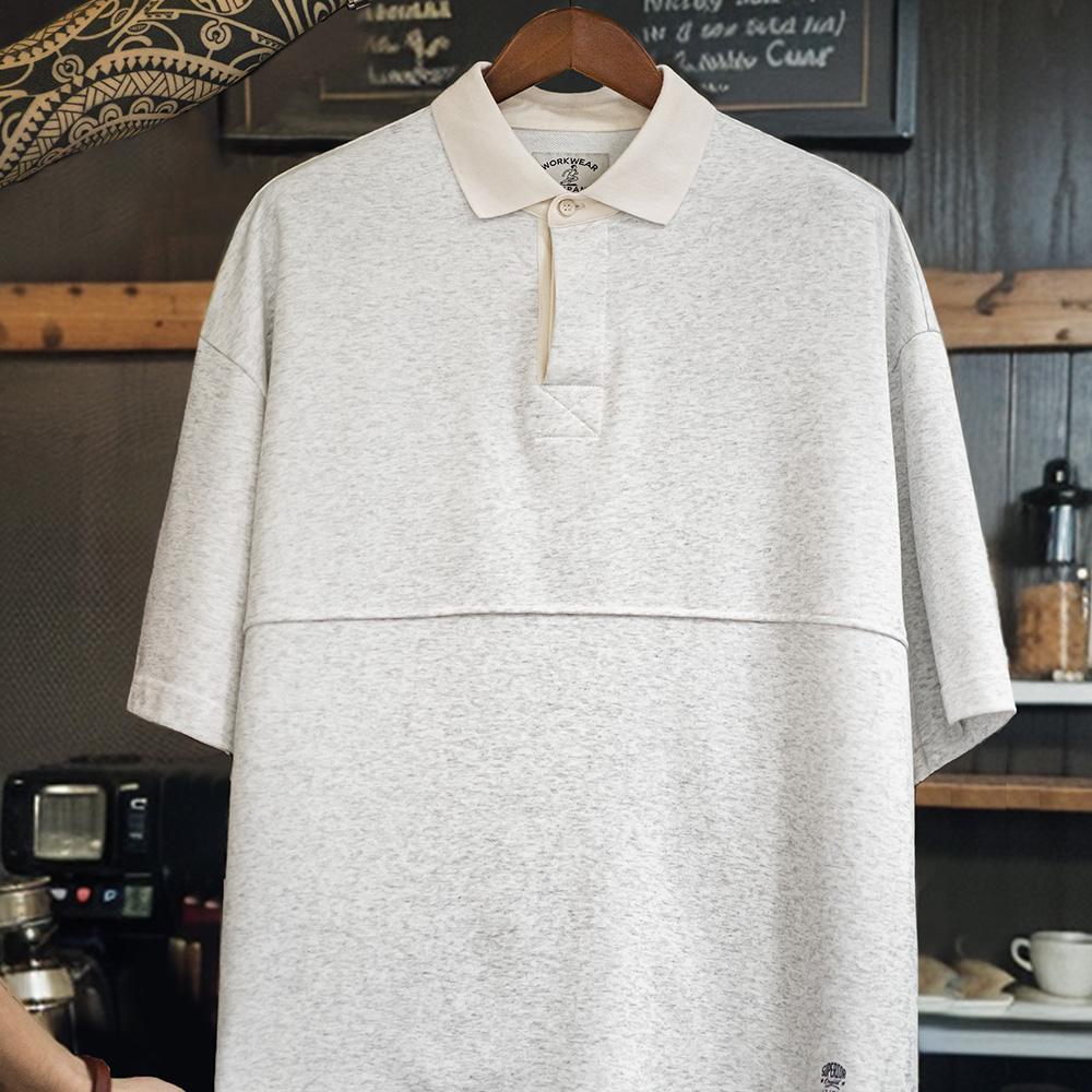 MADEN Retro Knitted Polo Shirt Lapel Collar Casual T-shirt for Men Summer Heavyweight Tshirts Uncle Fu Brand