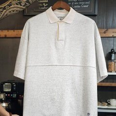 MADEN Retro Knitted Polo Shirt Lapel Collar Casual T-shirt for Men Summer Heavyweight Tshirts Uncle Fu Brand