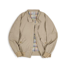 MADEN Herren Klassische Khaki Baumwoll Harrington Jacke