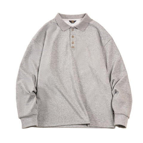 MADEN Retro Long Sleeve Polo – Classic Solid Color Tee