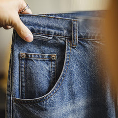 MADEN 고양이 수염 페이드 데님 진 12.6oz