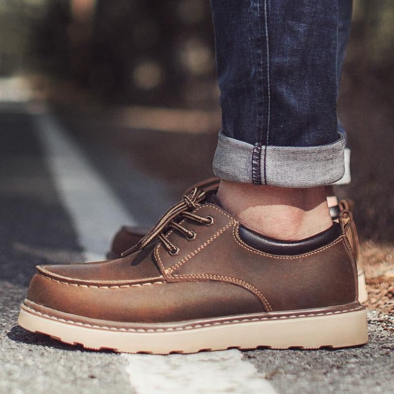 MADEN Men’s Retro Low-Top Leather Boots