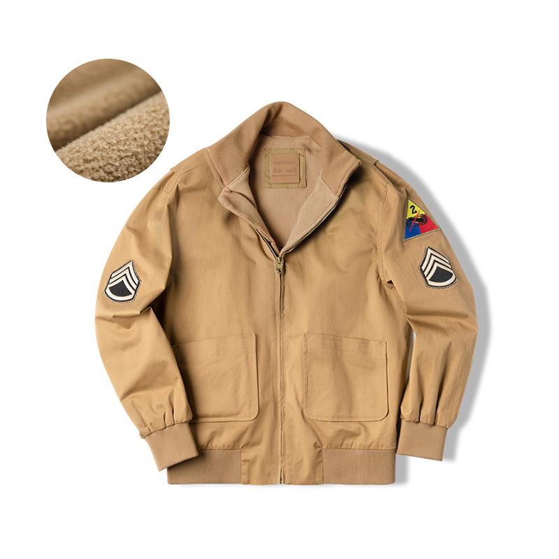 Chaquetas de tanque para hombre MADEN M1942 color caqui versión ligera y versión más gruesa forro polar de otoño e invierno abrigos cálidos
