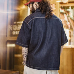 MADEN Boro Jeans-Overshirt mit Indigo-Revers