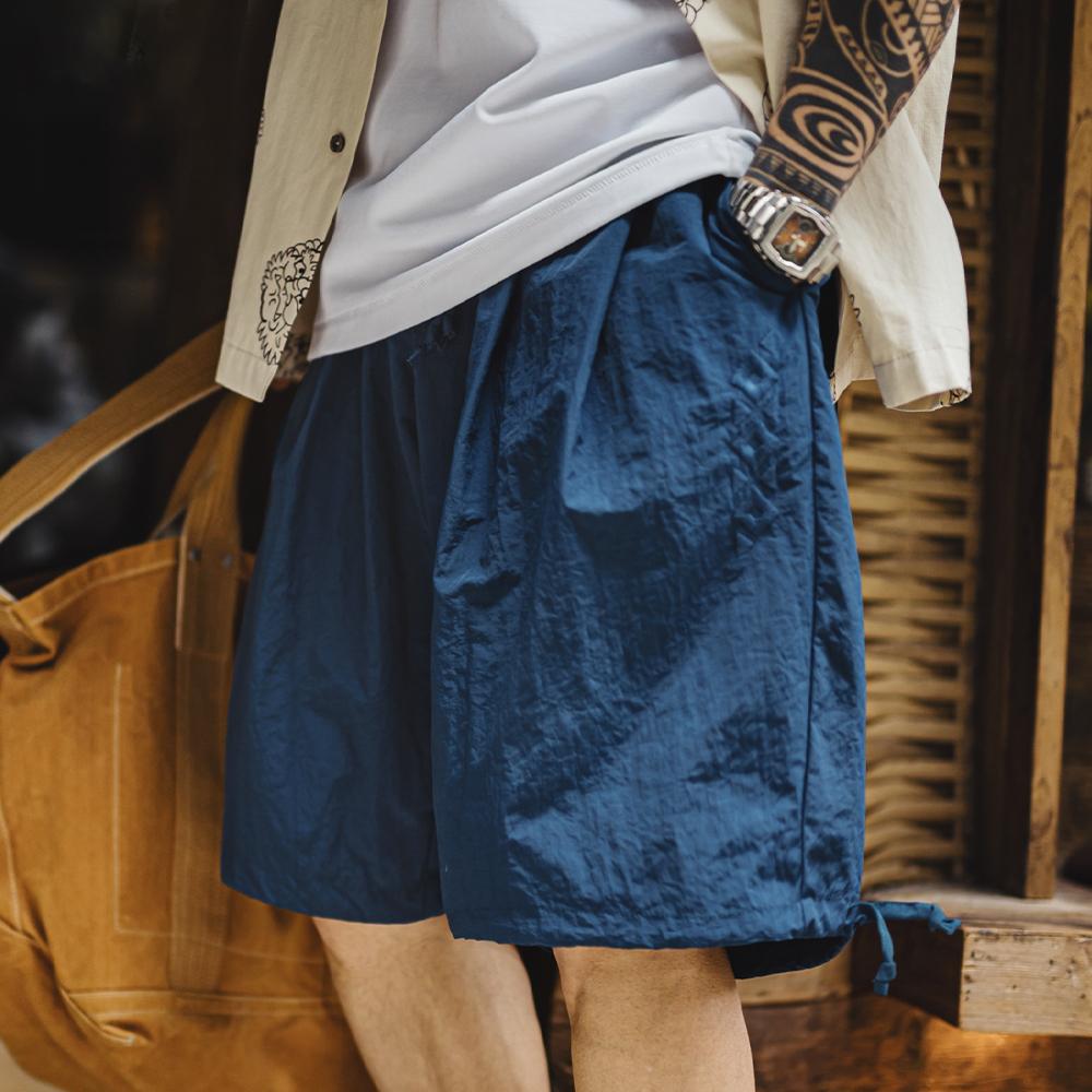 MADEN Navajo bestickte, schwere Baumwoll-Shorts mit lockerem Sitz