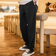 MADEN Herren Elastische Taille Gerade Geschnittene Freizeit-Hosen