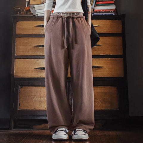 MADEN Women's Vintage Plaid Patchwork Sweatpants Cotton Jogger Pants Adjustable Cuff Drawstring Casual Trouser for Autumn Winter