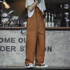 MADEN Men Vintage Style Navy Overalls Casual Straight Loose-fit Amekaji Bib Pants 295gsm Cotton 100% Original Design