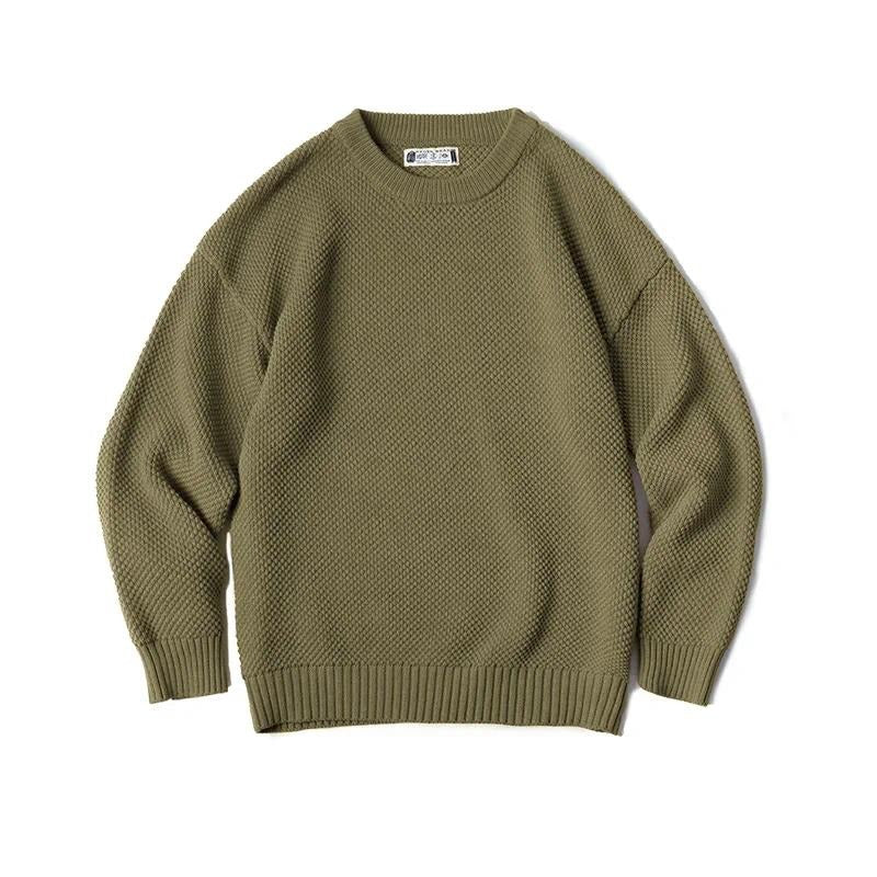 MADEN Men’s Retro Pineapple Knit Sweater – Thick Comfy Pullover