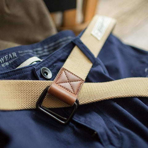 마덴 레트로 나일론 캔버스 벨트 – 더블 링 버클 짠 허리 벨트 아메카지 스타일