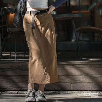 MADEN Women's A-Line Corduroy Midi Skirt for Daily Wear