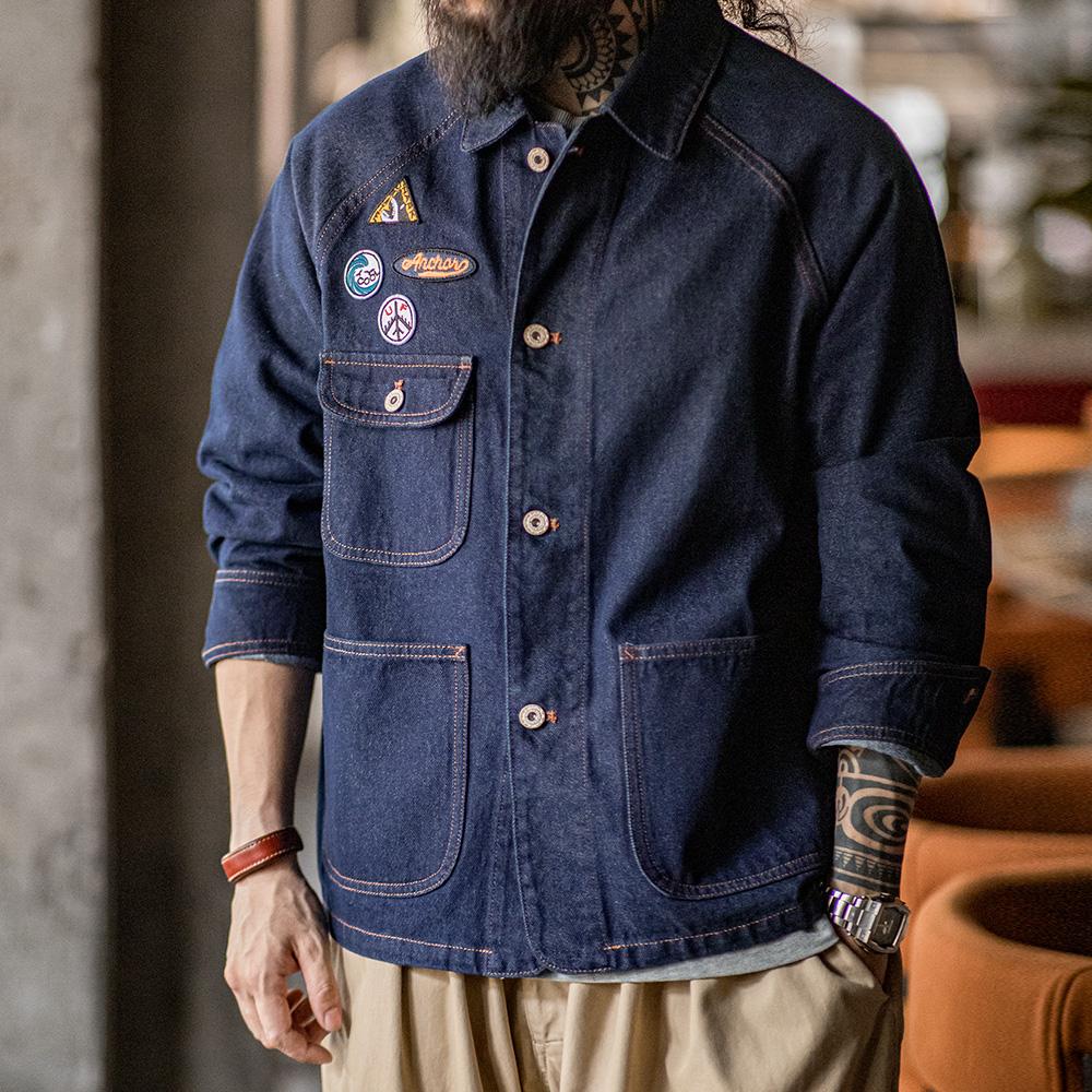 MADEN Embroidery Badge Denim Jacket