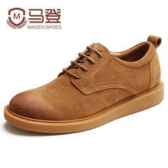 MADEN 영국 스타일 청키 가죽 앵클 부츠