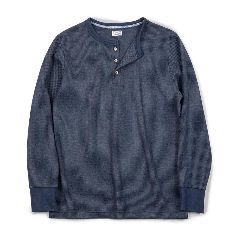 MADEN Slim Fit Waffelstrick Henley Langarmshirt