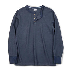 MADEN Slim Fit Waffelstrick Henley Langarmshirt