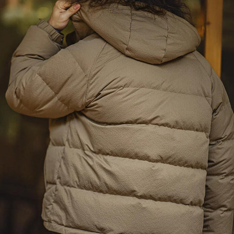 マデン キルティング 羽毛入り上着 90％白鴨羽毛 厚手 フード付き 中綿入り 男性用 高密度生地 暖かい冬用アウター