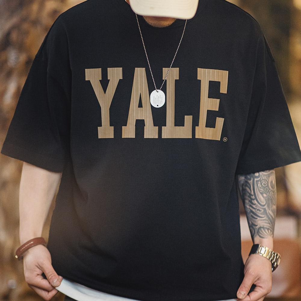 Áo thun cotton nặng in chữ vintage MADEN