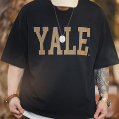 Áo thun cotton nặng in chữ vintage MADEN
