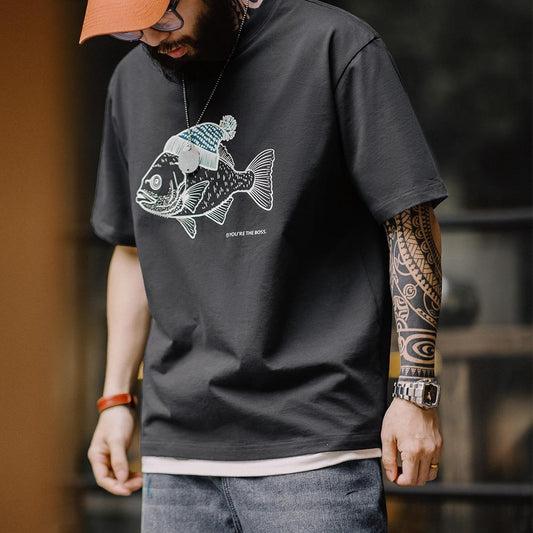 Áo thun MADEN in hình "Hat-Fish" - 100% cotton