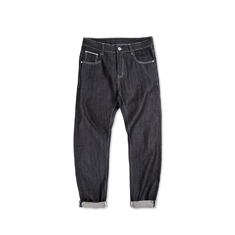 MADEN Herren Selvedge Raw Denim Gerade Bein Slim Fit Jeans