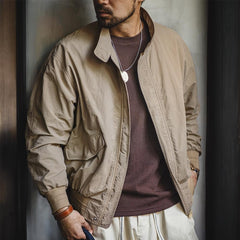 MADEN Herren Klassische Khaki Baumwoll Harrington Jacke