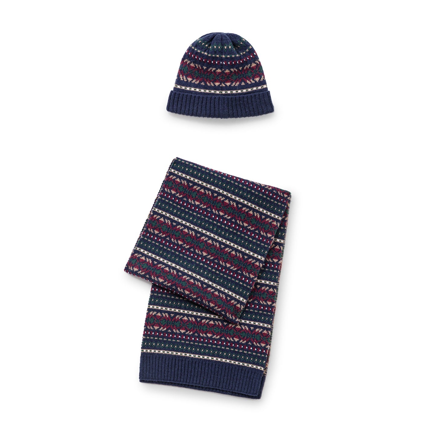 MADEN Fair Isle Strickschal- und Mützenset