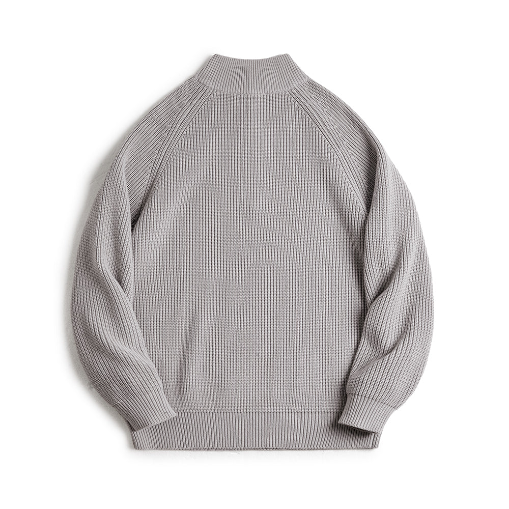 MADEN Herren Schwergewicht Baumwoll Halb-Zip Strickpullover
